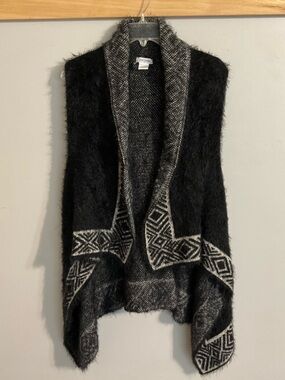 Just Jamie Faux Mohair Open Front  Sweater Vest Hi-Low  M/L